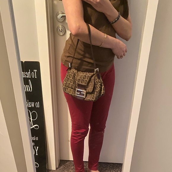 Fendi Vintage Zucchino Mini Mamma Baguette Dark Brown Canvass Leather - Picture 14 of 15